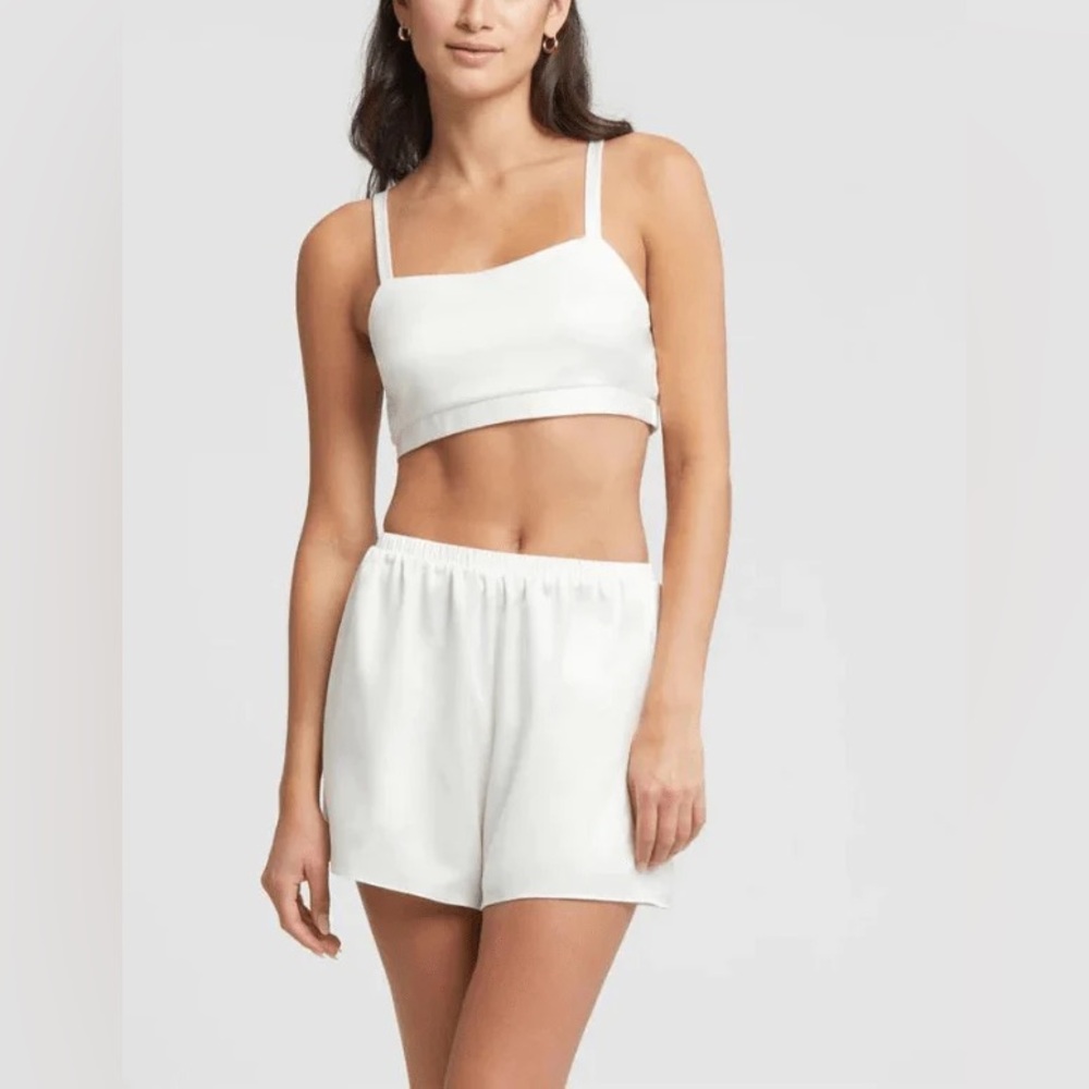 NWT SET Rya collection swan  ivory Crop Bralette & Shorts Lounge Set